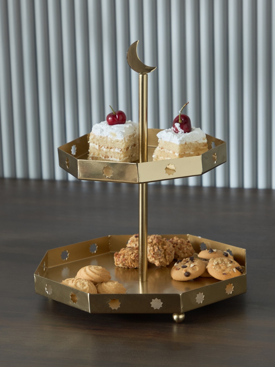 Layali Noor 2-Tier Cake Stand - 27x27x32 cm