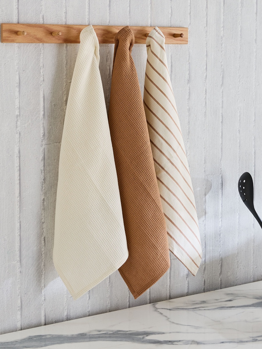 Payton 3-Piece Printed Waffle Kitchen Towel Set - 40x60 cm