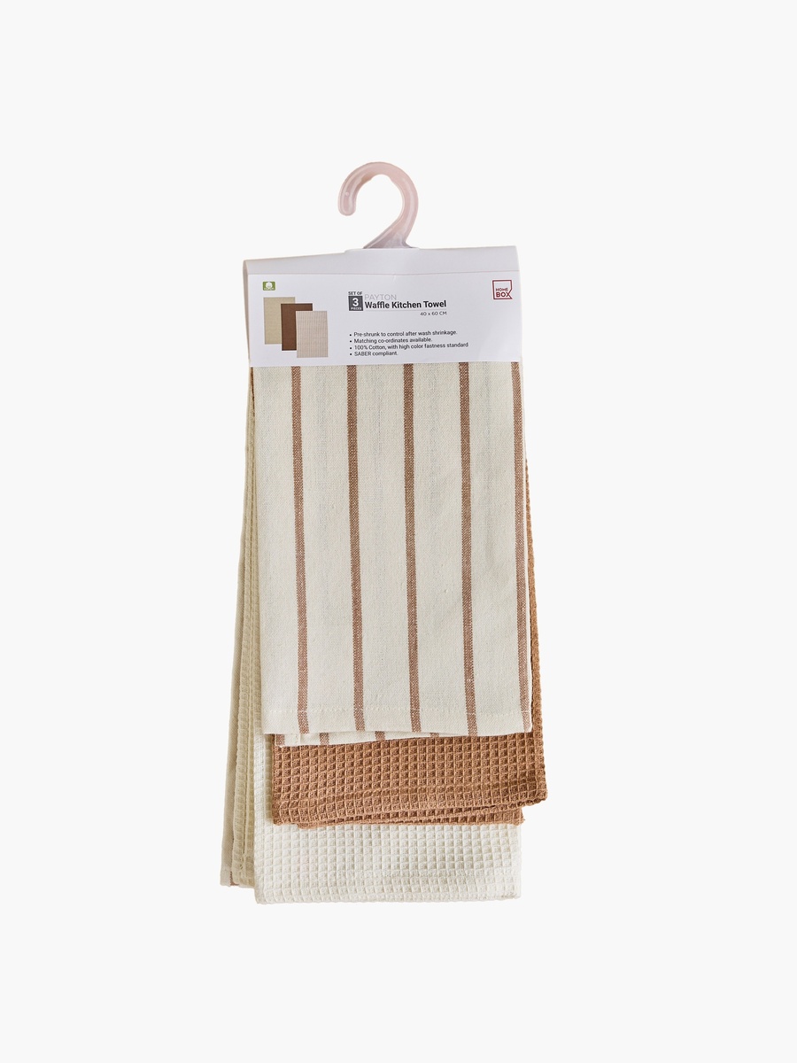 Payton 3-Piece Printed Waffle Kitchen Towel Set - 40x60 cm