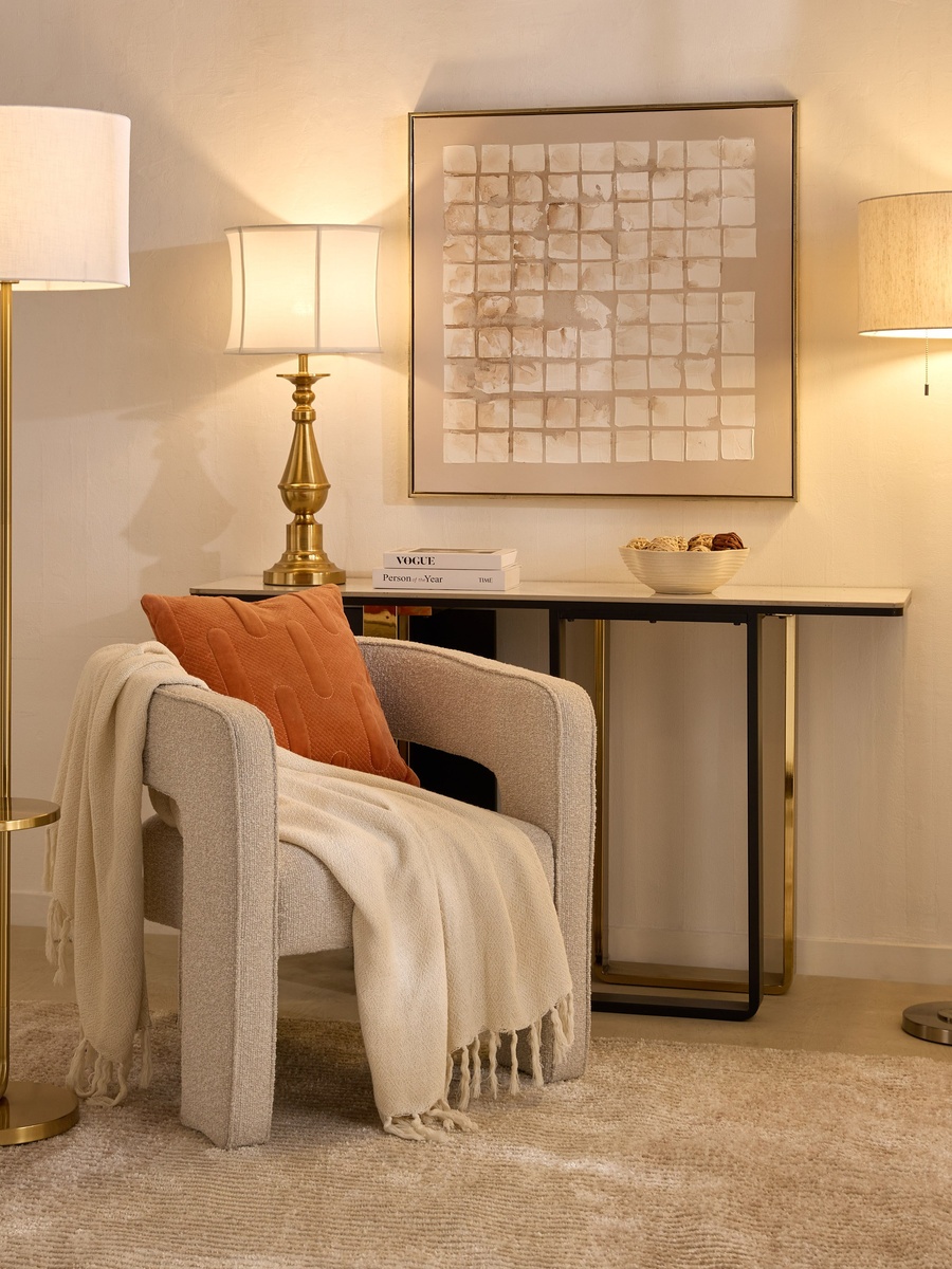 Deme Lamont Metal Floor Lamp with Pull Chain Switch and Linen Shade - 154 cm