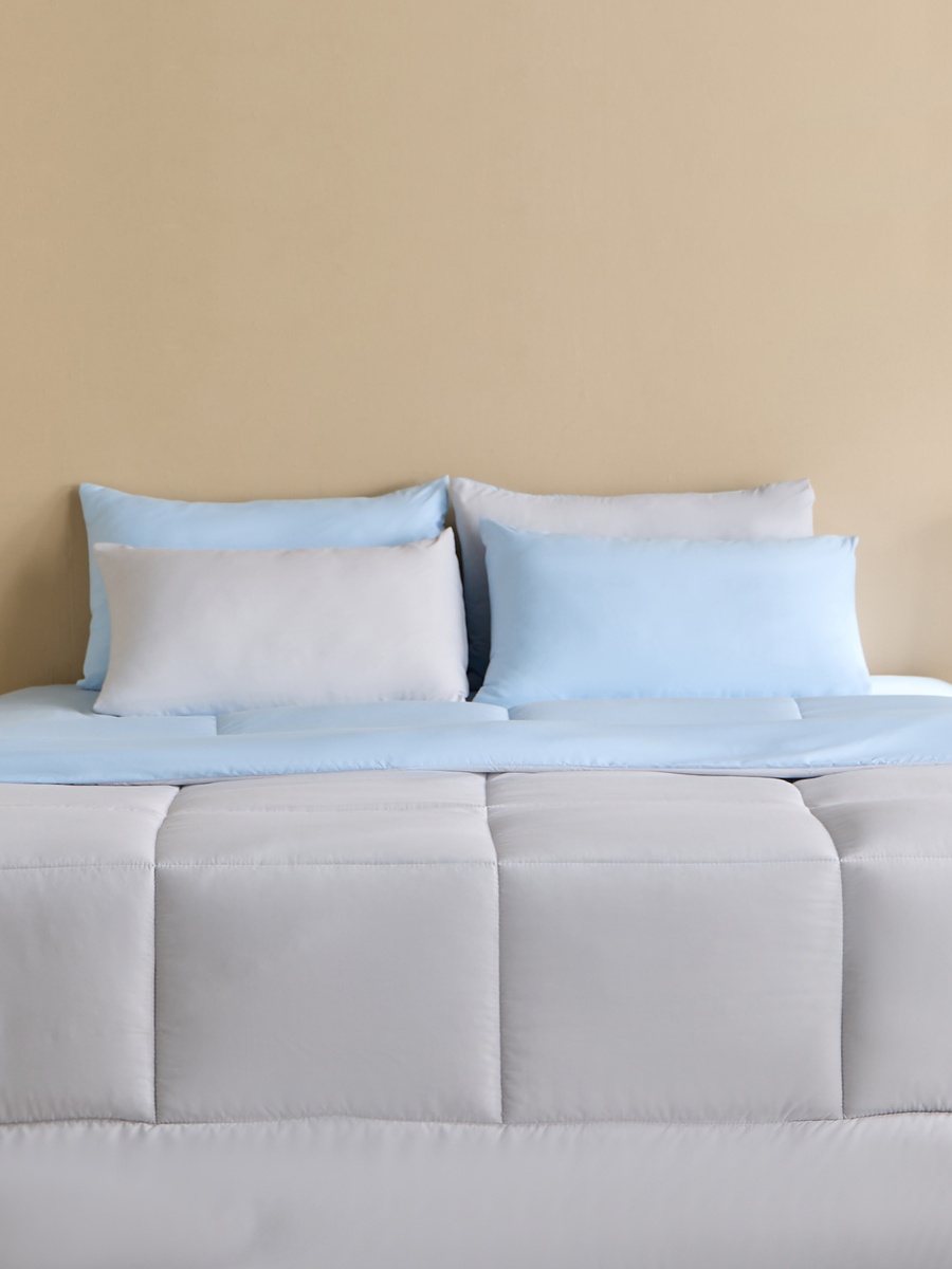 Luno Sleep Ease Hotel Collection 6-Piece Reversible Microfiber Super King BIAB Comforter Set - 240x240 cm