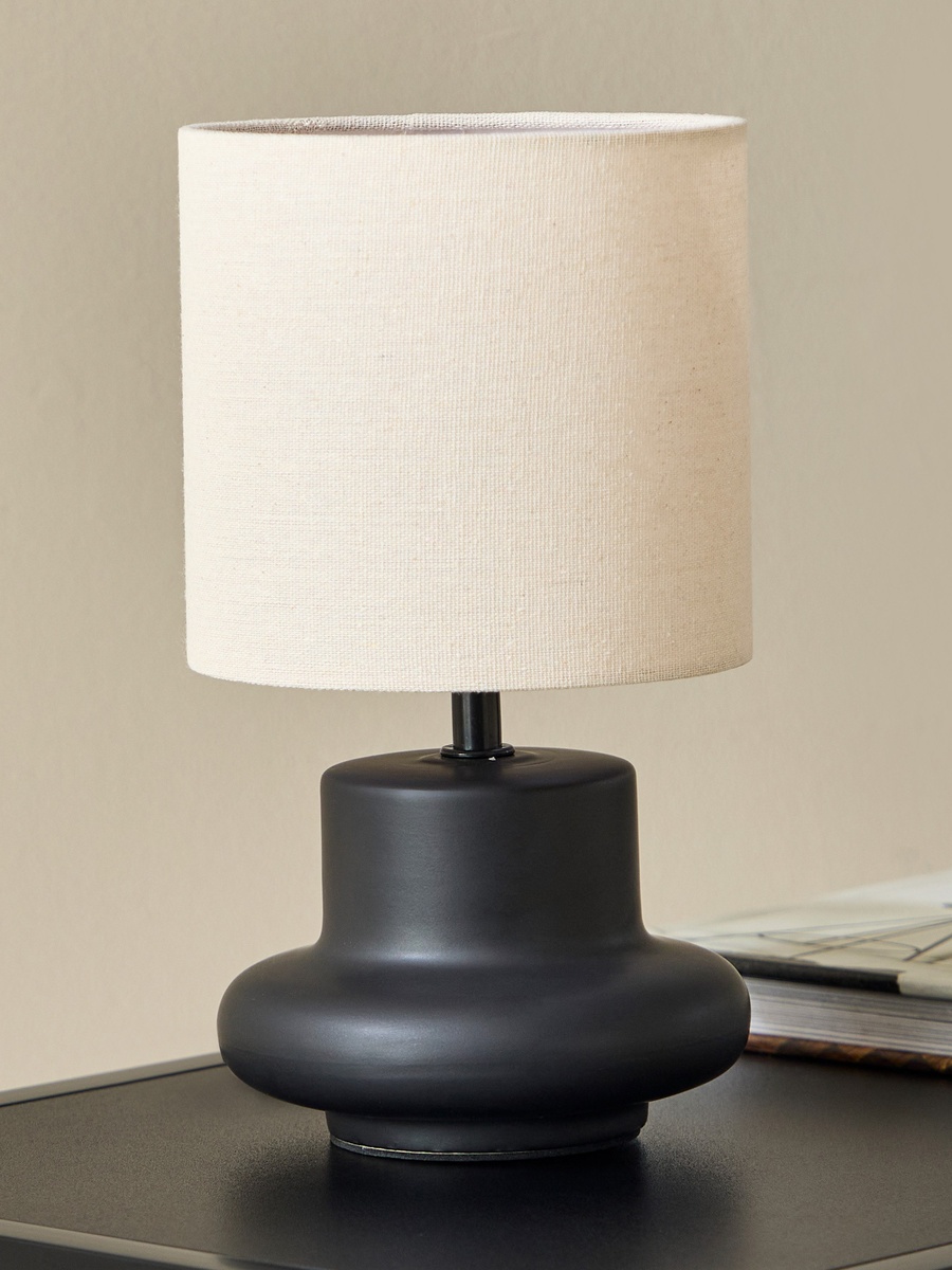 Emzie Ceramic Table Lamp with Linen Shade - 28 cm