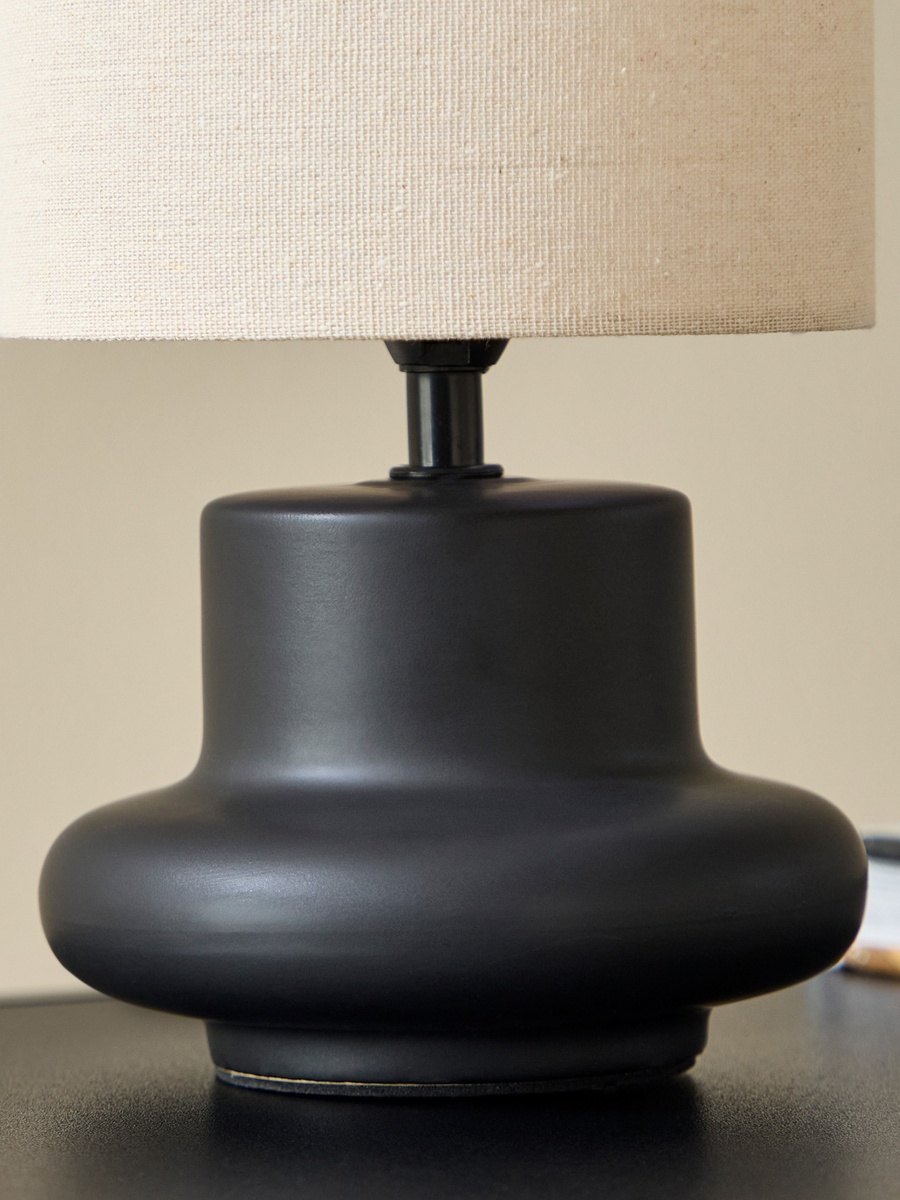 Emzie Ceramic Table Lamp with Linen Shade - 28 cm