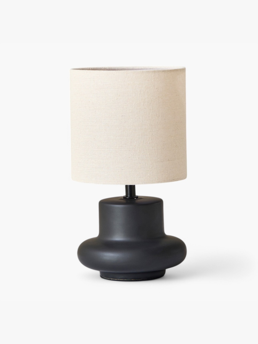 Emzie Ceramic Table Lamp with Linen Shade - 28 cm