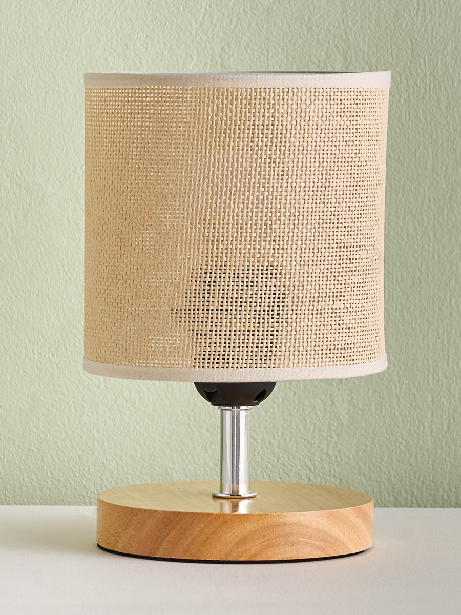 Glen Wooden Base Lamp with Rope Shade - 13x13x22 cm