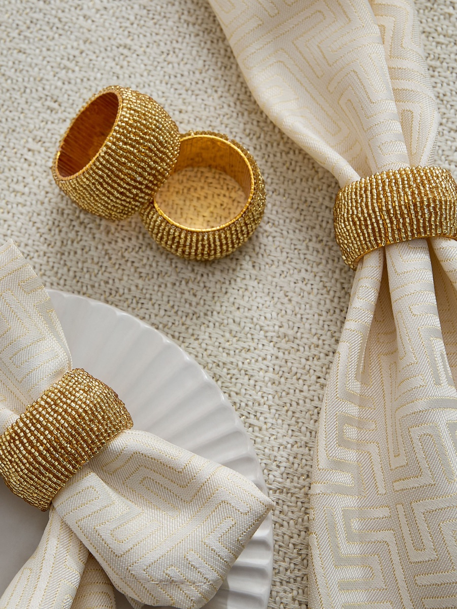 Blaze 4-Piece Beaded Napkin Rings Set - 5 cm
