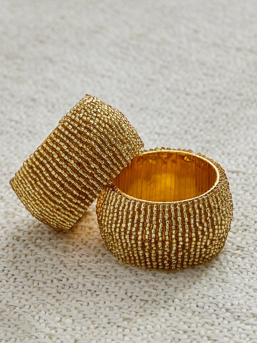 Blaze 4-Piece Beaded Napkin Rings Set - 5 cm
