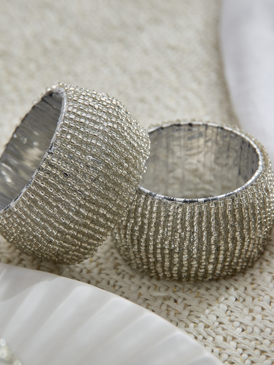 Blaze Beaded 4-Piece Napkin Rings Set - 5 cm