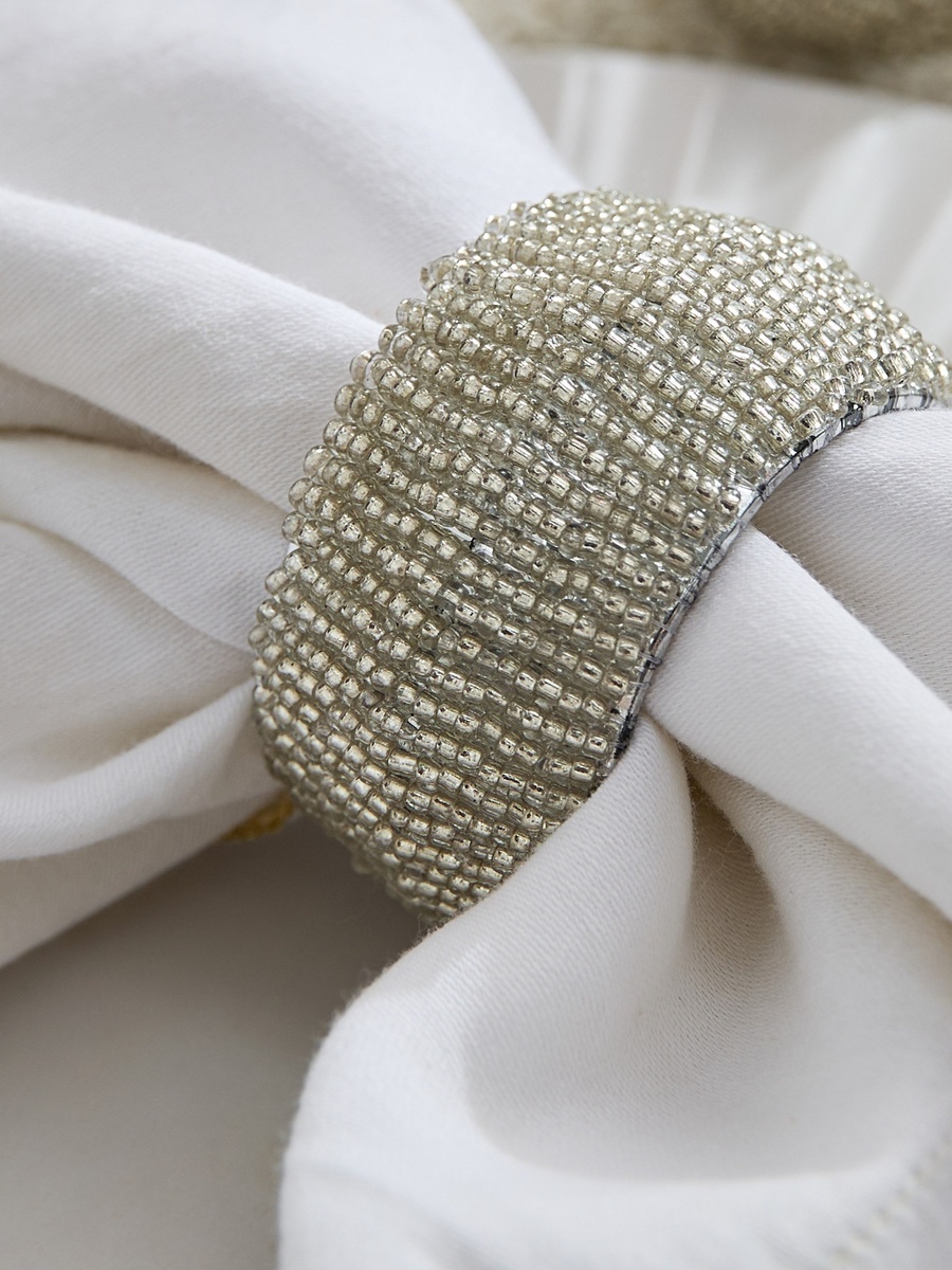 Blaze Beaded 4-Piece Napkin Rings Set - 5 cm
