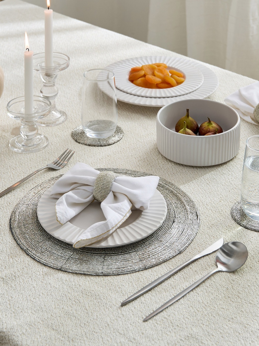 Blaze Beaded 4-Piece Napkin Rings Set - 5 cm