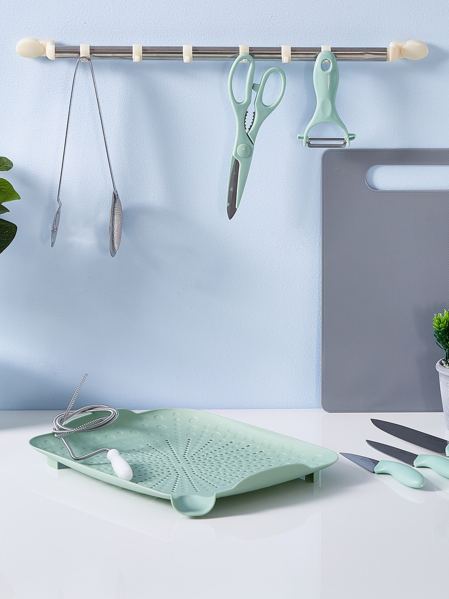 Kitchen Organiser Rod with 6 Hooks