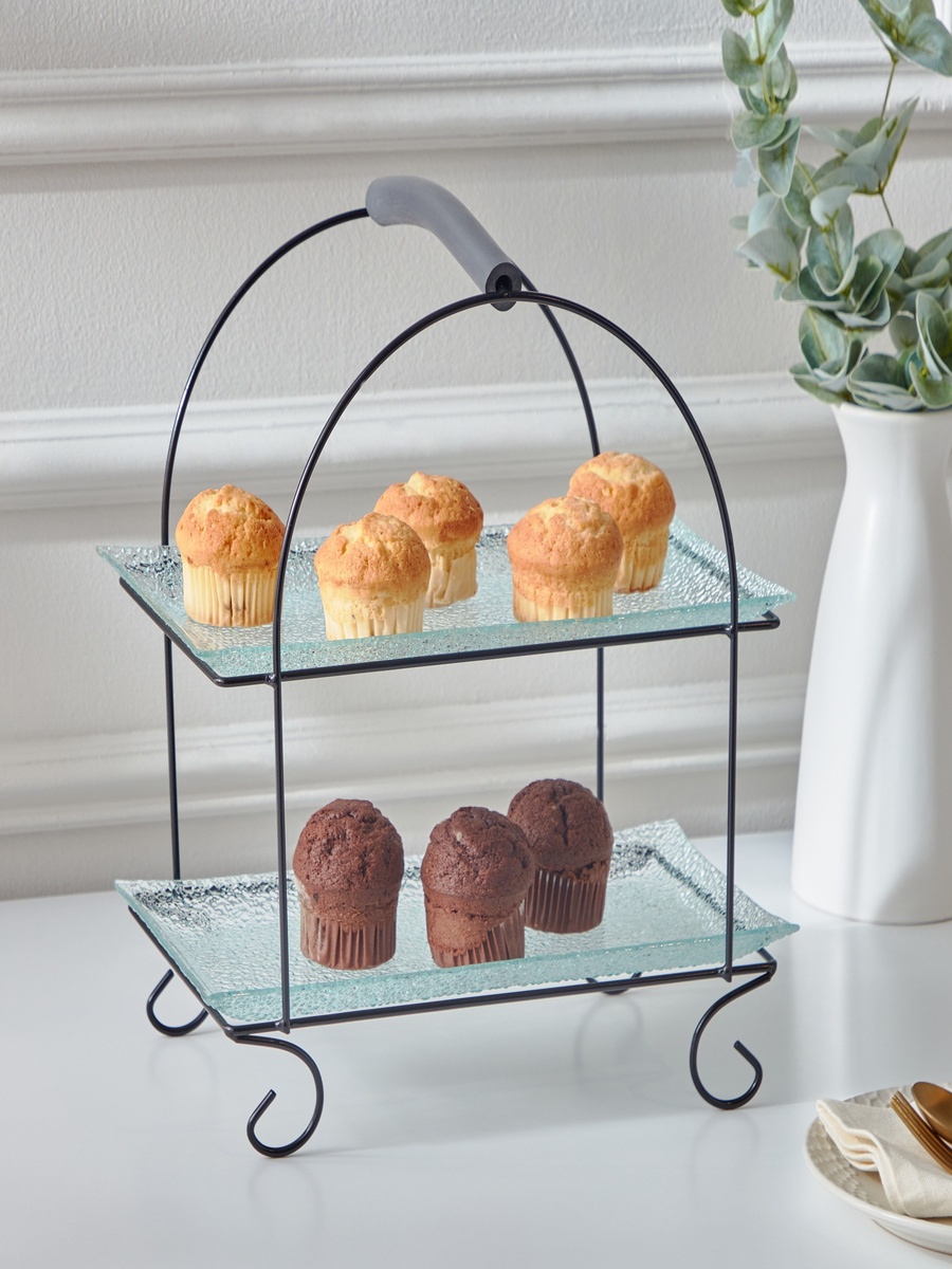 Vintage 3-Piece Glass Serving Tray Set