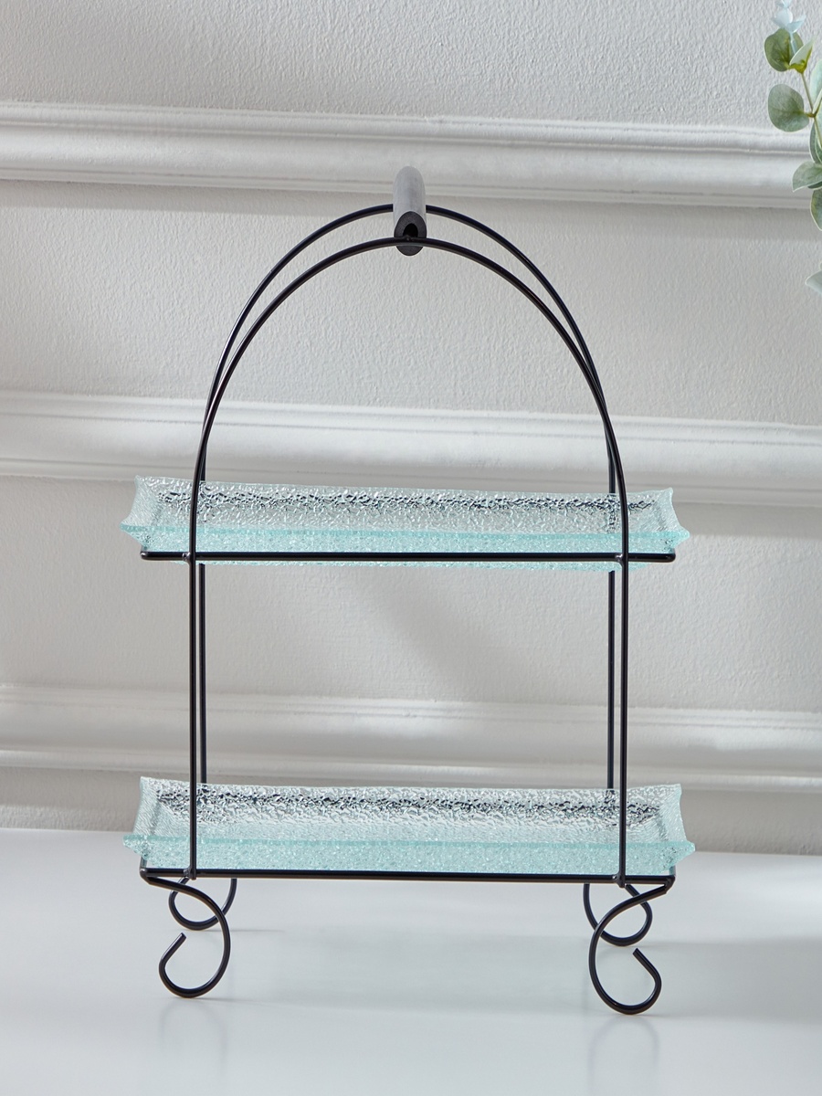 Vintage 3-Piece Glass Serving Tray Set