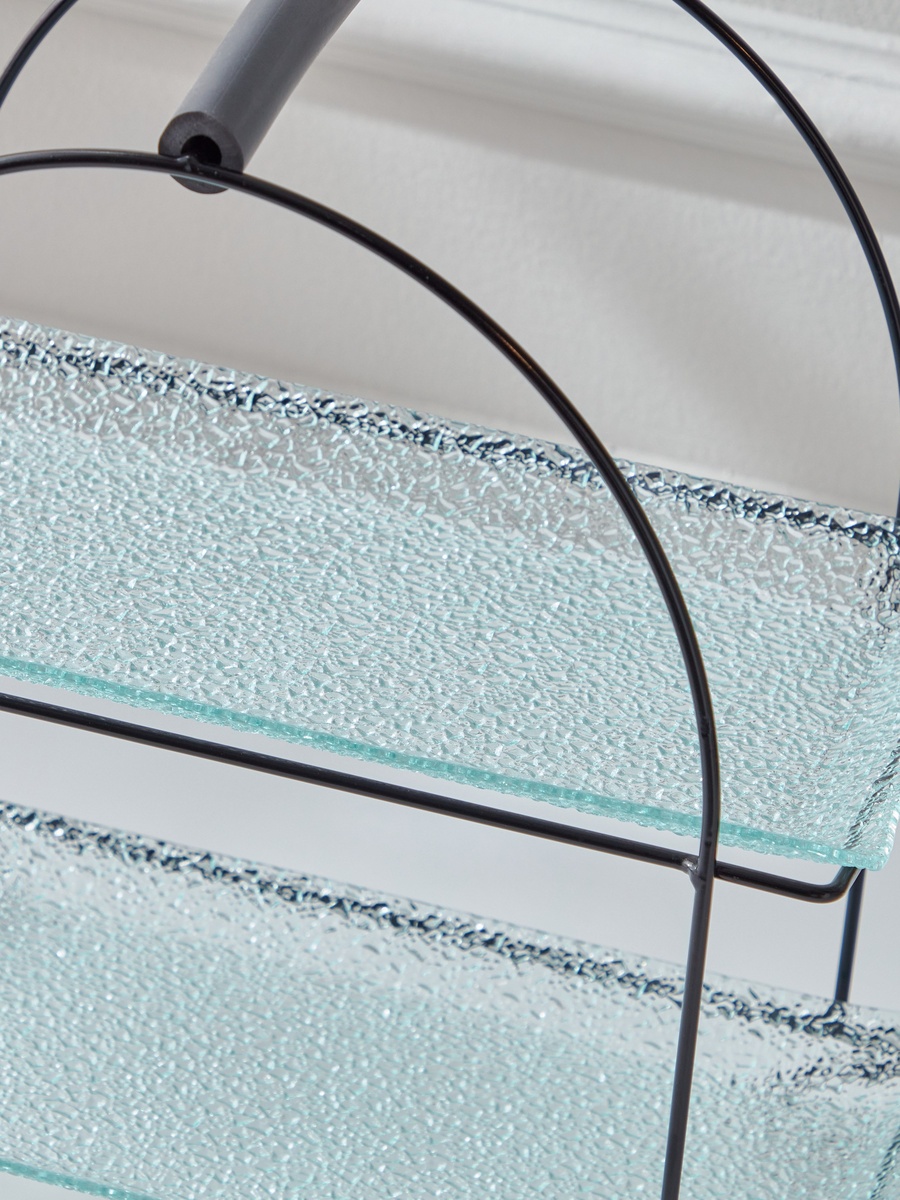 Vintage 3-Piece Glass Serving Tray Set