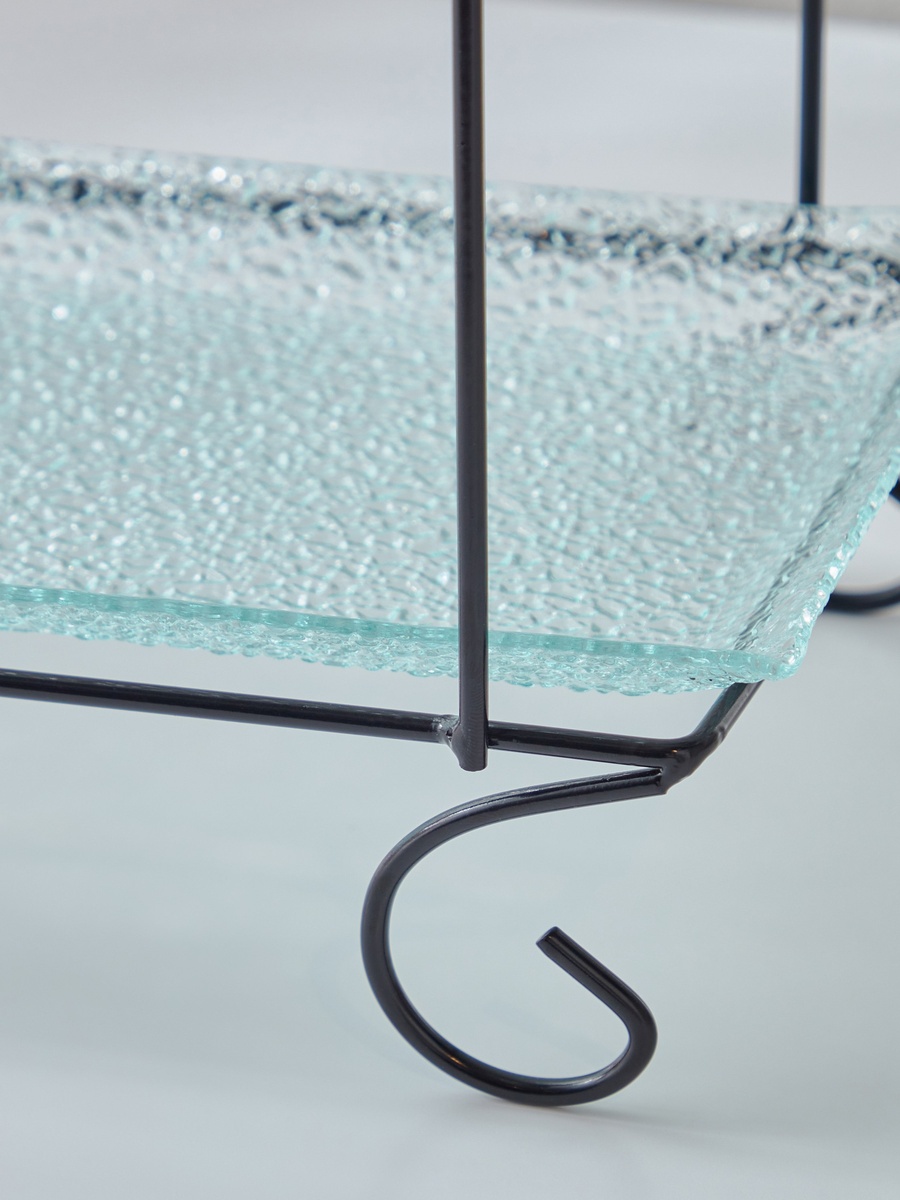 Vintage 3-Piece Glass Serving Tray Set