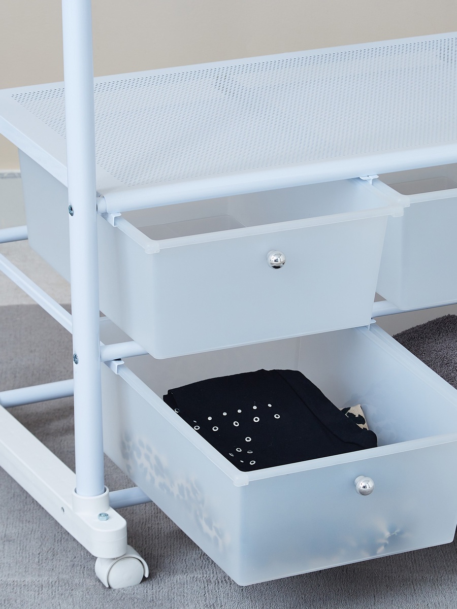 Lapis Garment Rack Extendable up to 156 cm with 6 Drawers - 104x48x142 cm