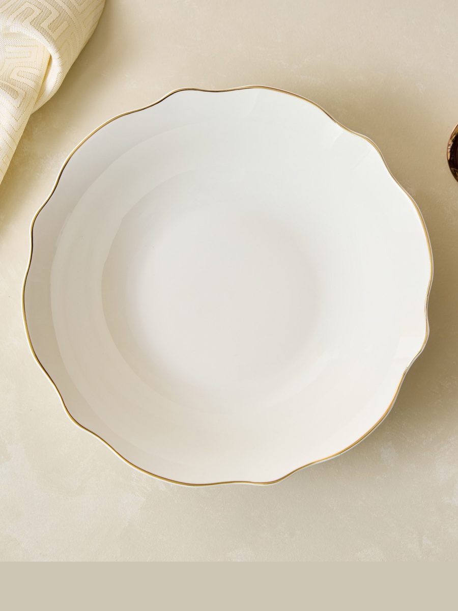 Ivory New Bone China Rim Serving Bowl - 22 cm