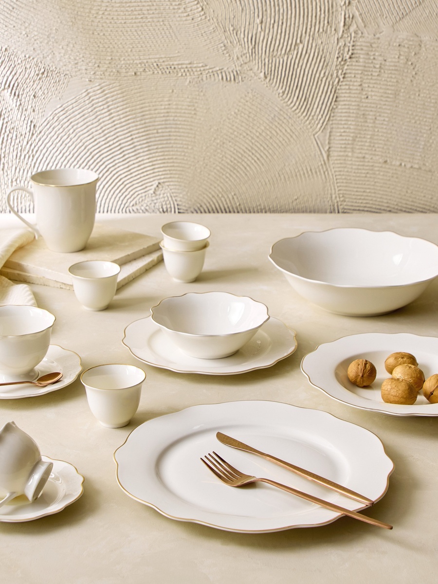 Ivory New Bone China Rim Serving Bowl - 22 cm