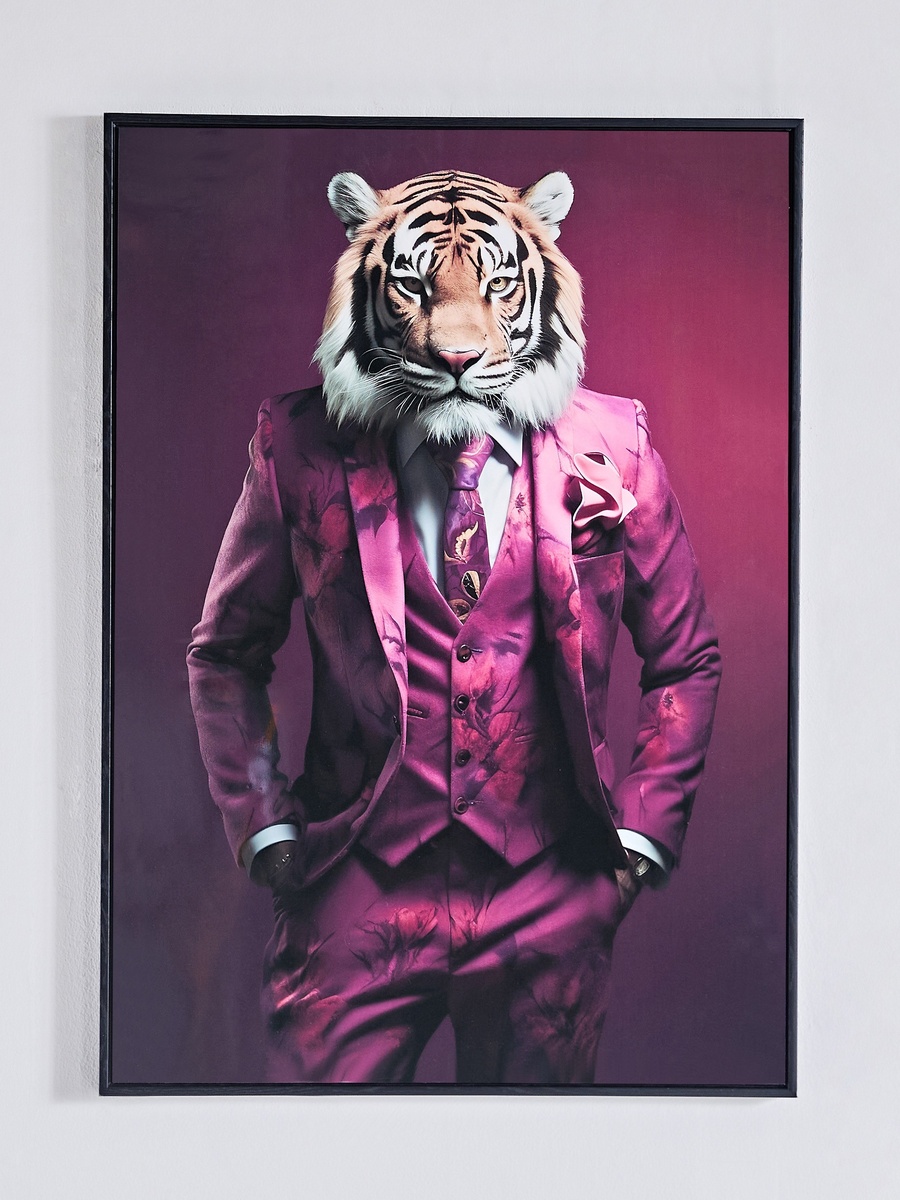 Ersel Tiger Framed High Gloss Picture - 50x70x2.5 cm