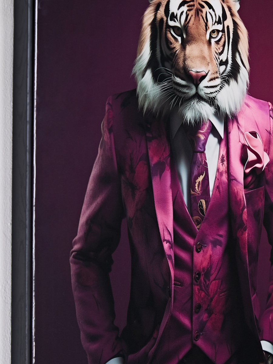 Ersel Tiger Framed High Gloss Picture - 50x70x2.5 cm