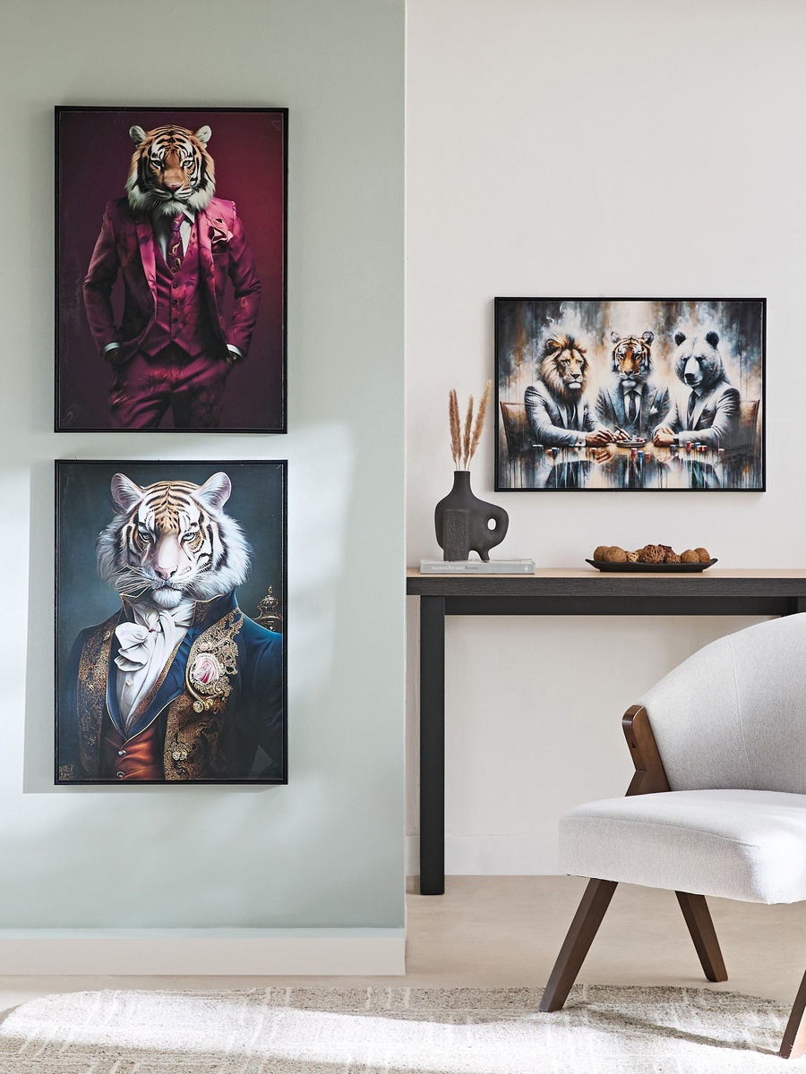 Ersel Tiger Framed High Gloss Picture - 50x70x2.5 cm