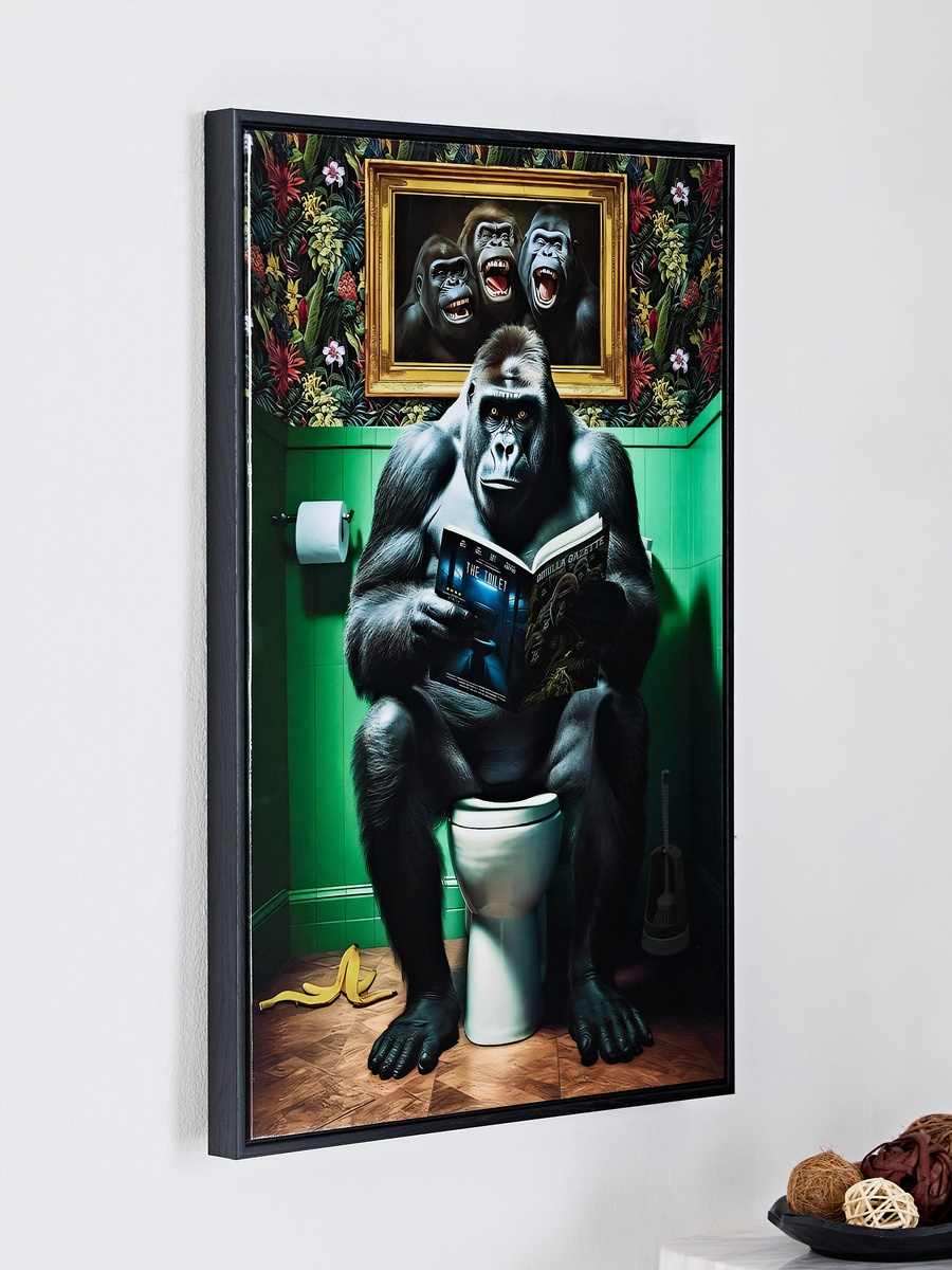 Ersel Reading Gorilla Framed Picture - 40x60x2.5 cm