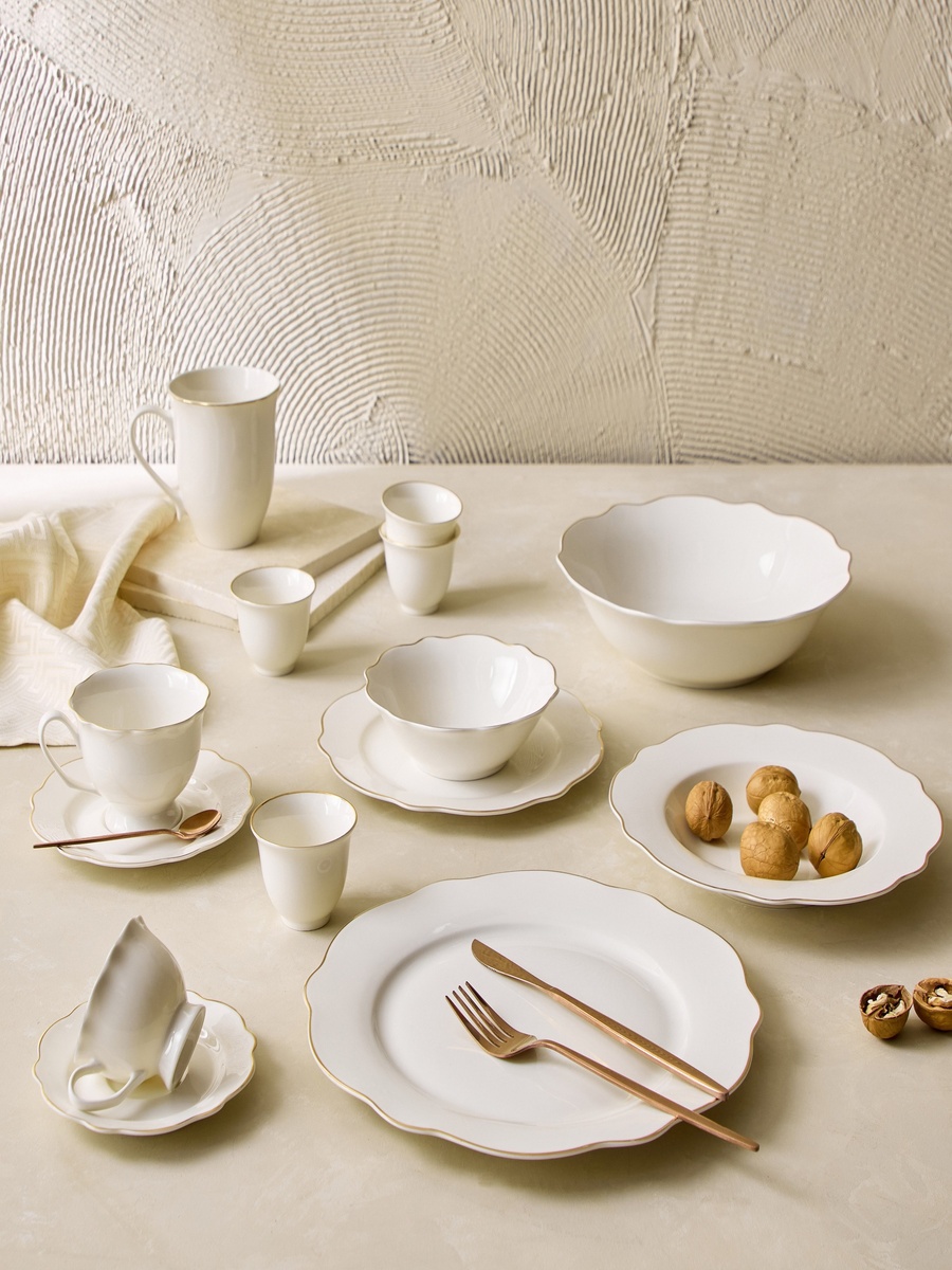 Ivory New Bone China 4-Piece Rim Cawa Cup Set - 60ml