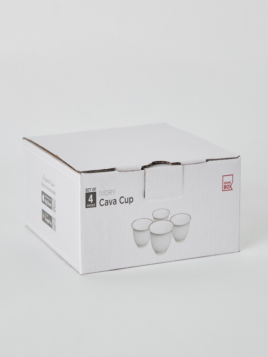 Ivory New Bone China 4-Piece Rim Cawa Cup Set - 60ml