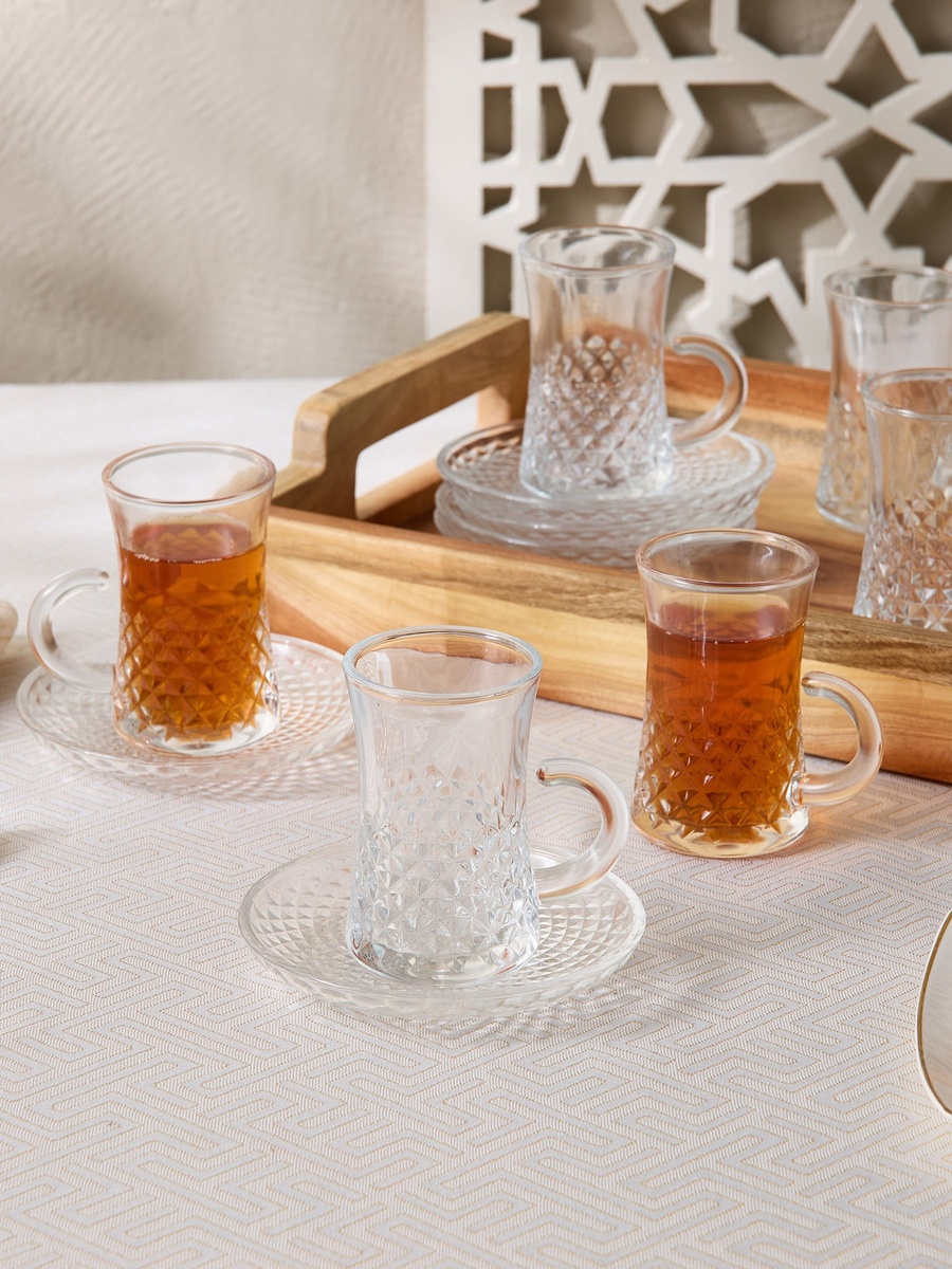 Opus 12-Piece Glass Istikan Cup and Saucer Set - 110 ml