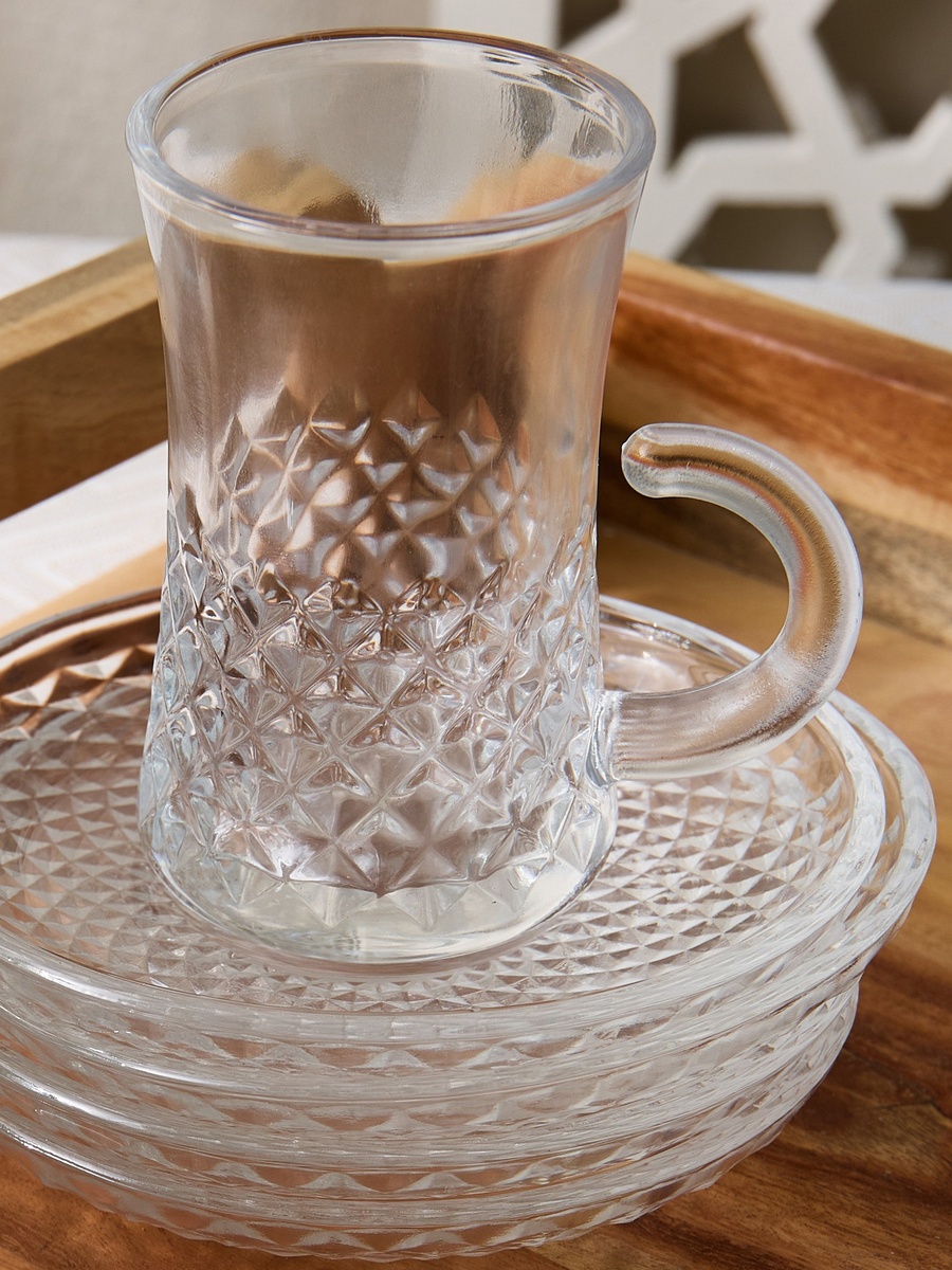 Opus 12-Piece Glass Istikan Cup and Saucer Set - 110 ml