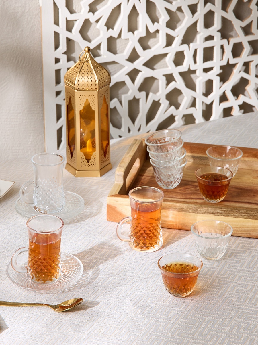 Opus 12-Piece Glass Istikan Cup and Saucer Set - 110 ml