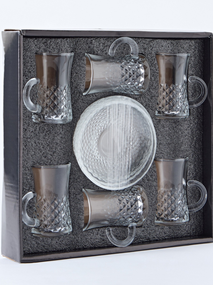 Opus 12-Piece Glass Istikan Cup and Saucer Set - 110 ml