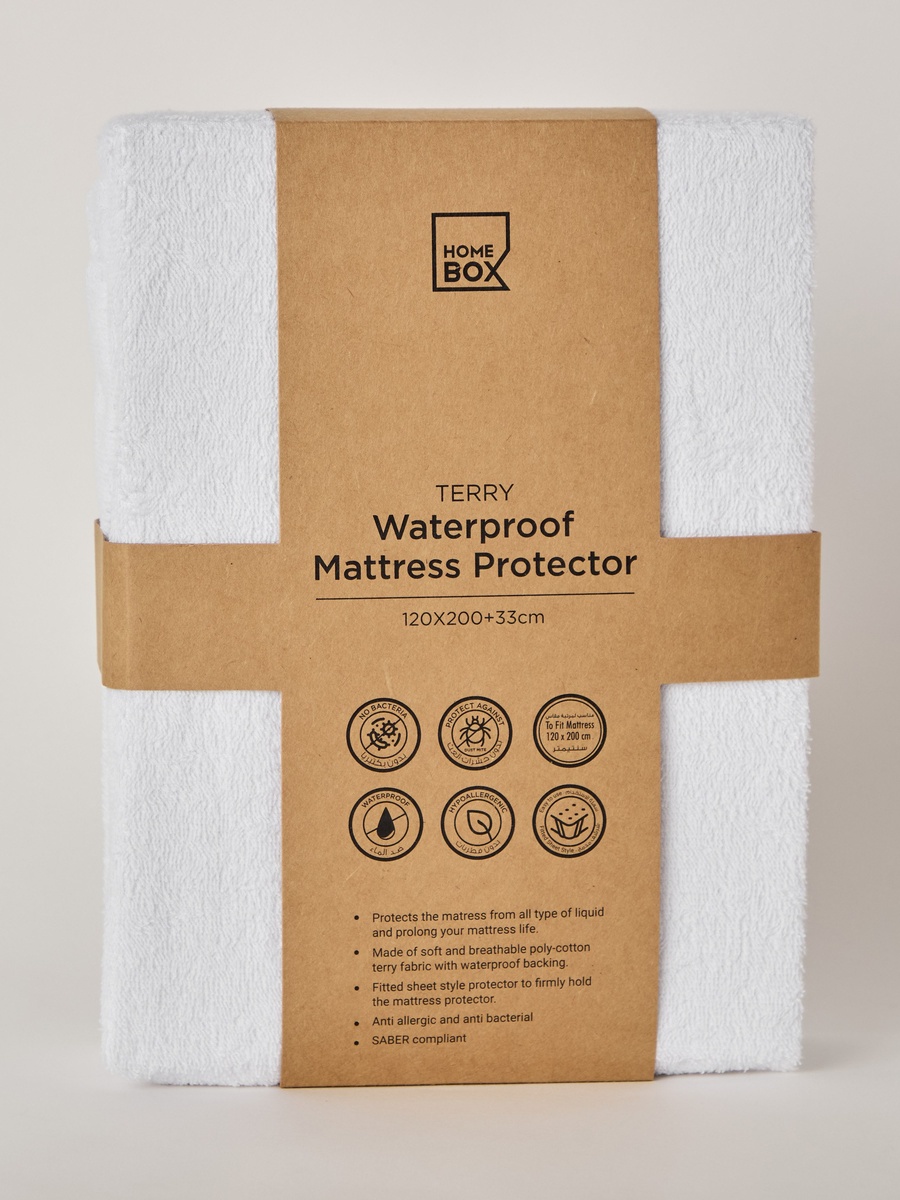 Terry Waterproof Twin Mattress Protector - 120x200+33 cm