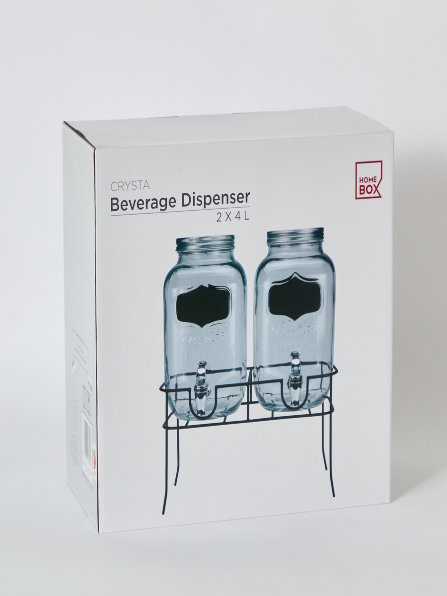 Crysta Twin Glass Beverage Dispenser with Stand - 4 L