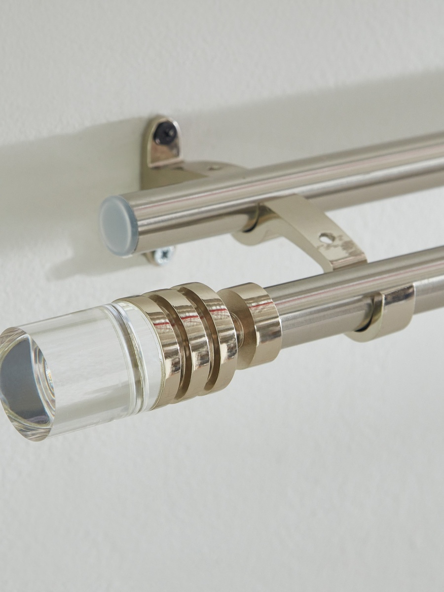 Vista Steel Extendable 19mm Double Curtain Rod - 150-450 cm