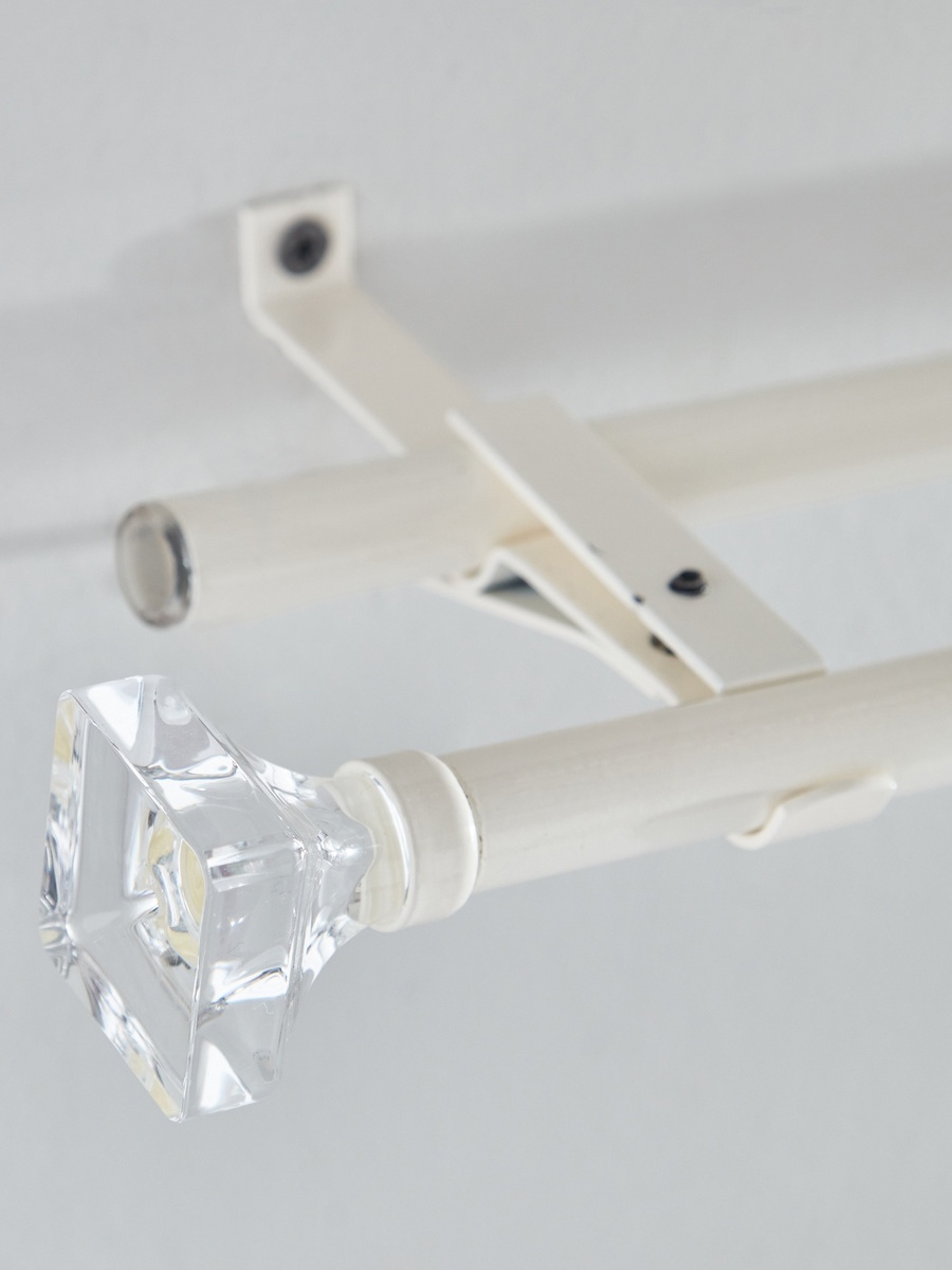 Small Acrylic Square 16mm Double Curtain Rod - 110-320 cm