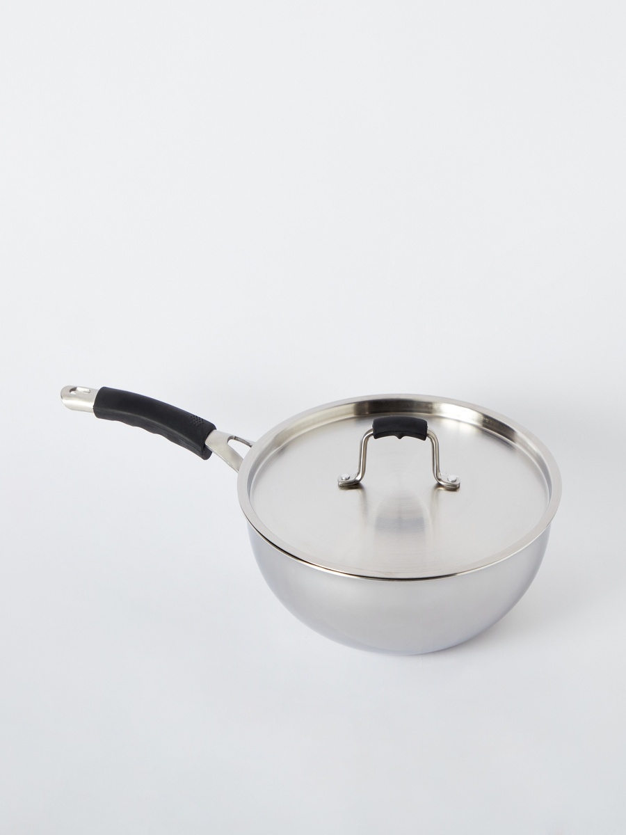 Glisten Steel Triply Wok with Steel Lid - 28 cm