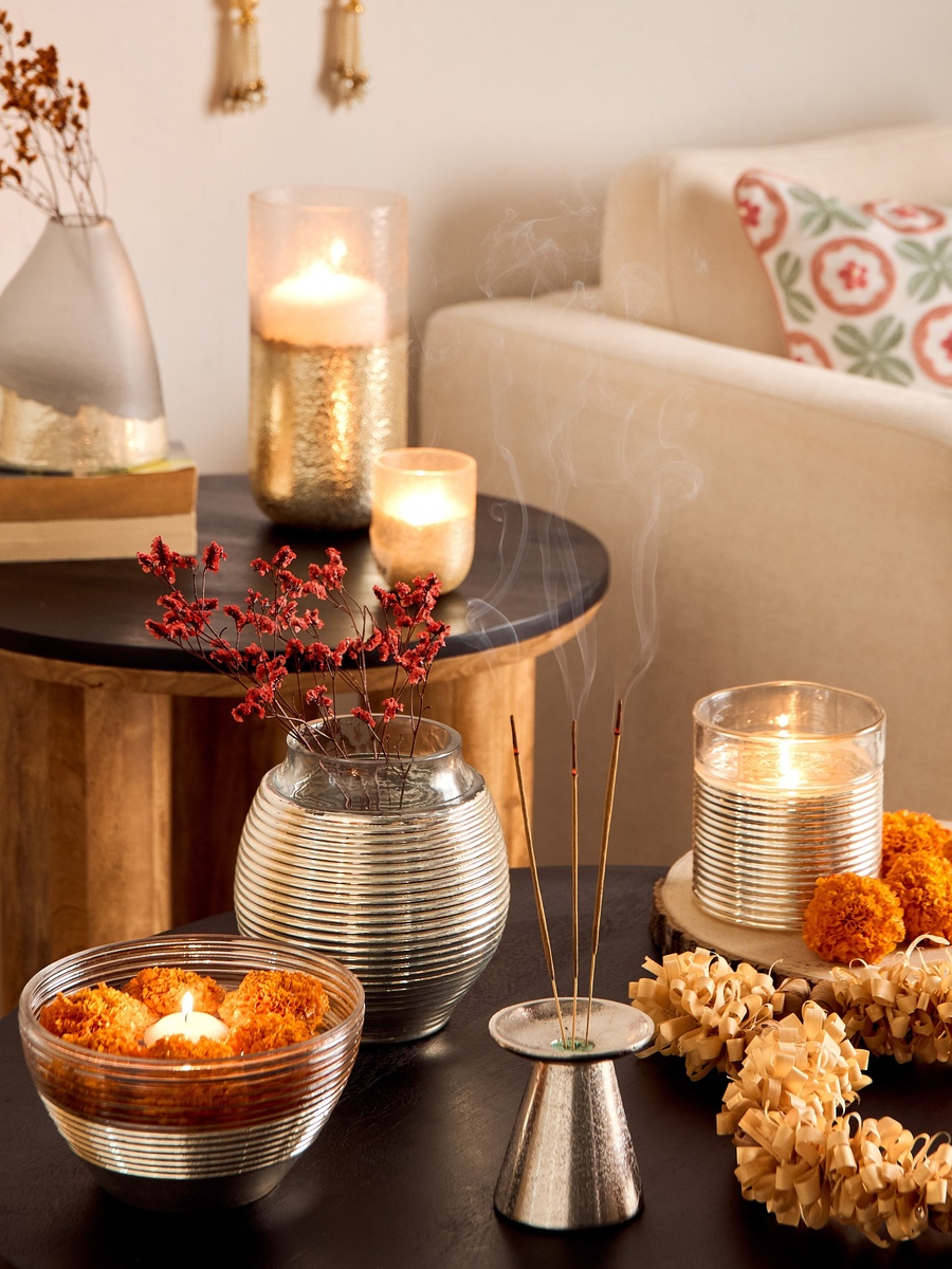 Erton Etched Glass Candleholder - 12x12x12 cm