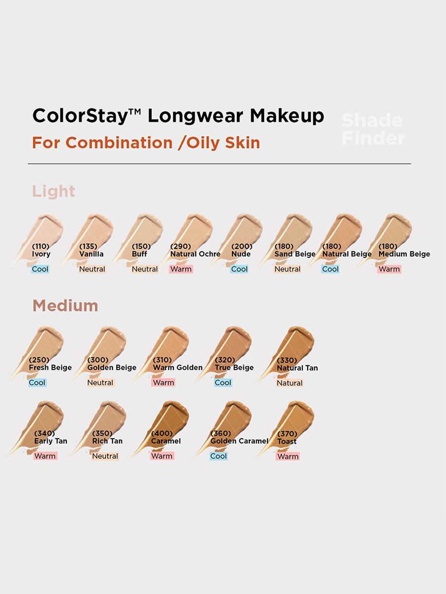 Colorstay Longwear Makeup For Combination Oily Skin, SPF15, Warm Golden 310, 30ml