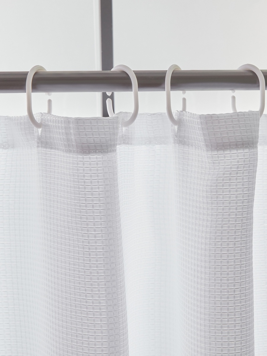Royal Solid Jacquard Shower Curtain with 12 Hooks - 180x200 cm