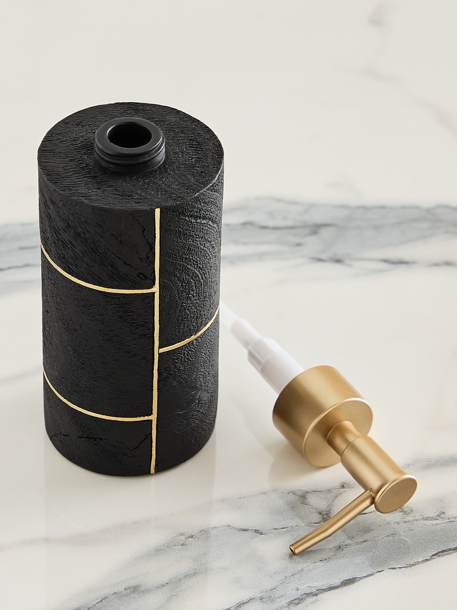 Luxe Resin Black Soap Dispenser 7x7x19.5 cm