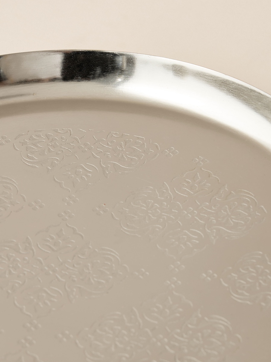 Floral Etched Decorative Tray - 25 cm