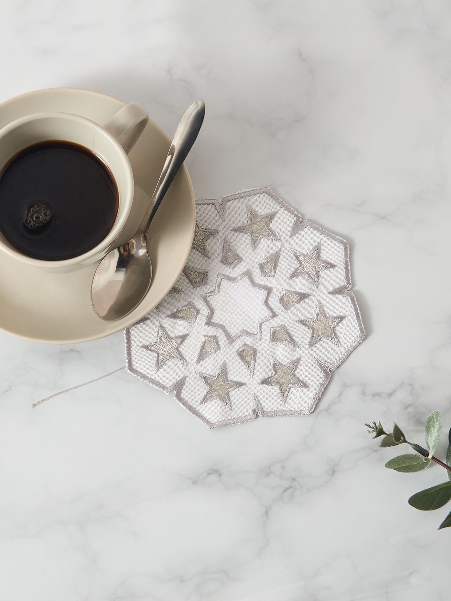 Noor 4-Piece Embroidered Coaster Set - 12 cm