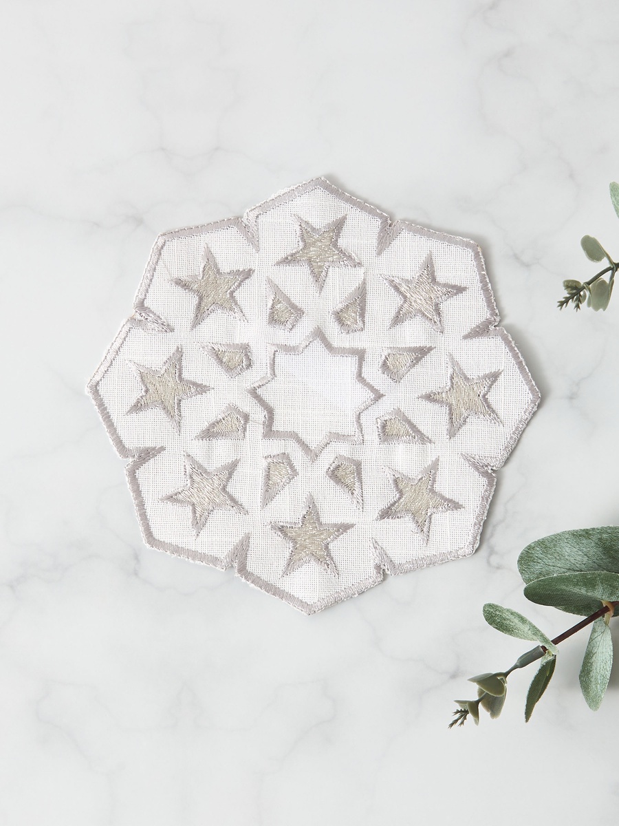 Noor 4-Piece Embroidered Coaster Set - 12 cm