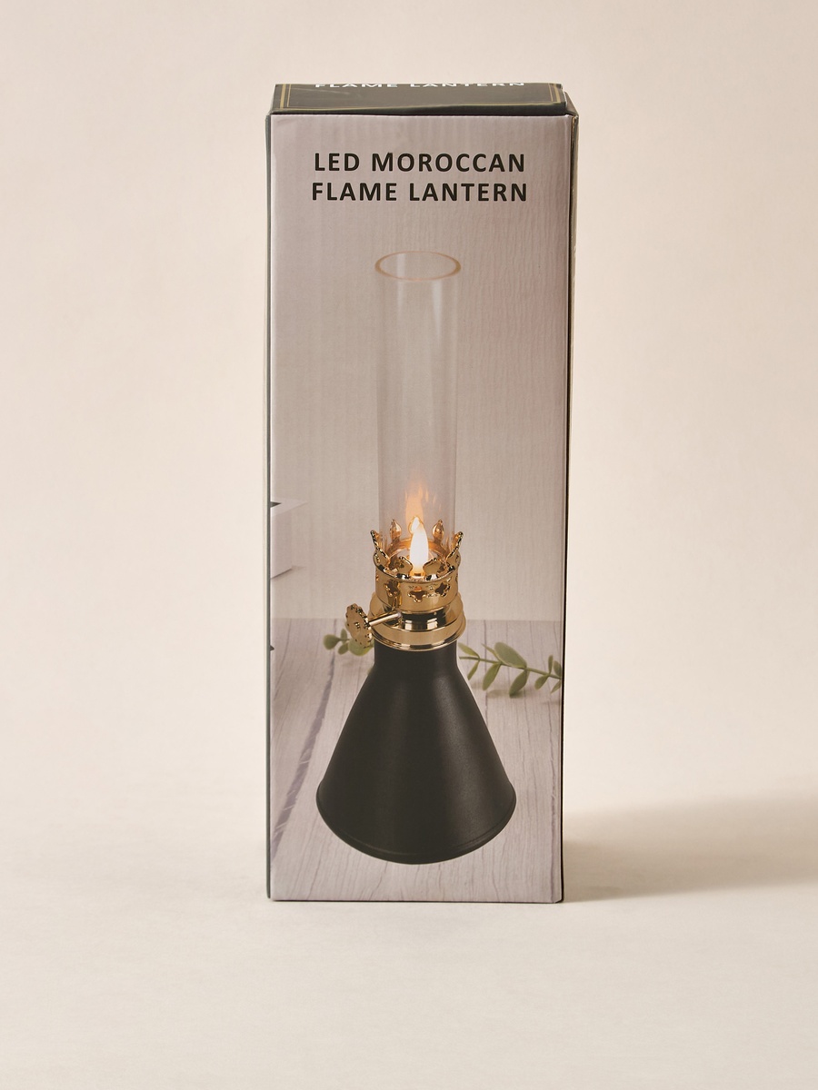 LED Moroccan Flame Lantern - 13x13x22 cm