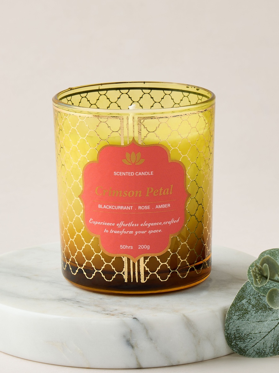 Golden Souk Crimson Petal Scented Jar Candle - 50 h