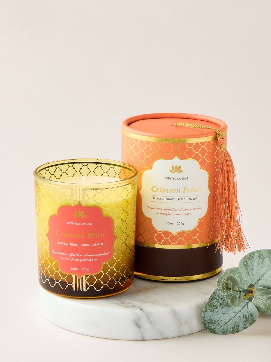 Golden Souk Crimson Petal Scented Jar Candle - 50 h