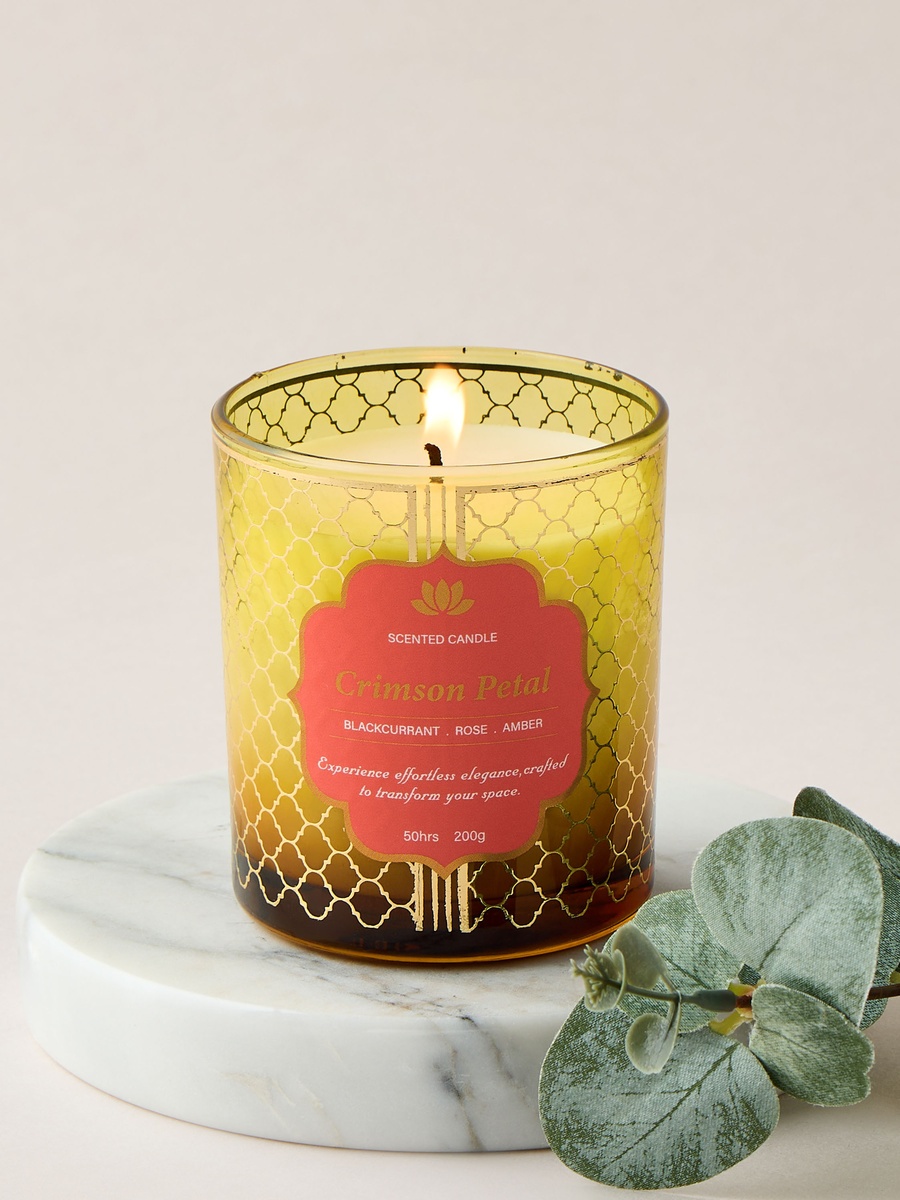Golden Souk Crimson Petal Scented Jar Candle - 50 h