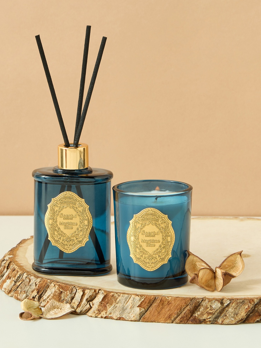مجموعة هدايا موزع عطور بأعواد وشمعة معطرة أورينتال لوكس ماريتايم من قطعتين من سينت دي لندن