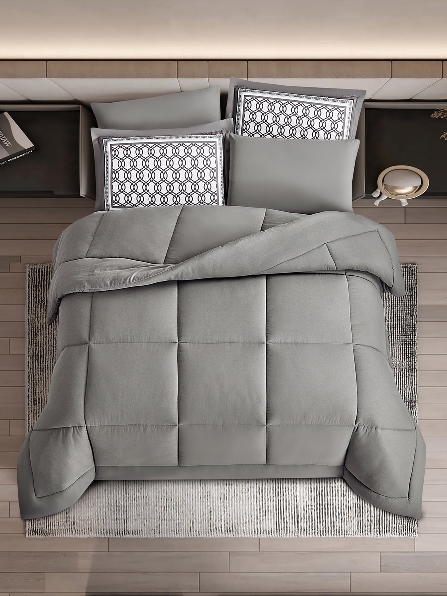 6-Piece Solid Microfibre King Comforter Set - 260x240 cm